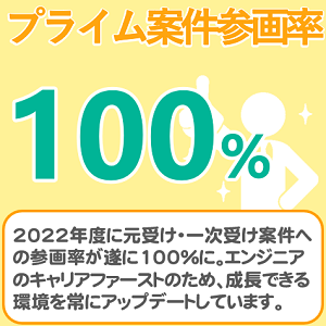 プライム案件参画率100％